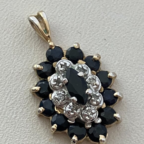 Real Diamonds and Sapphires 925 Sterling Silver Gold plated pendant. - Picture 4 of 7